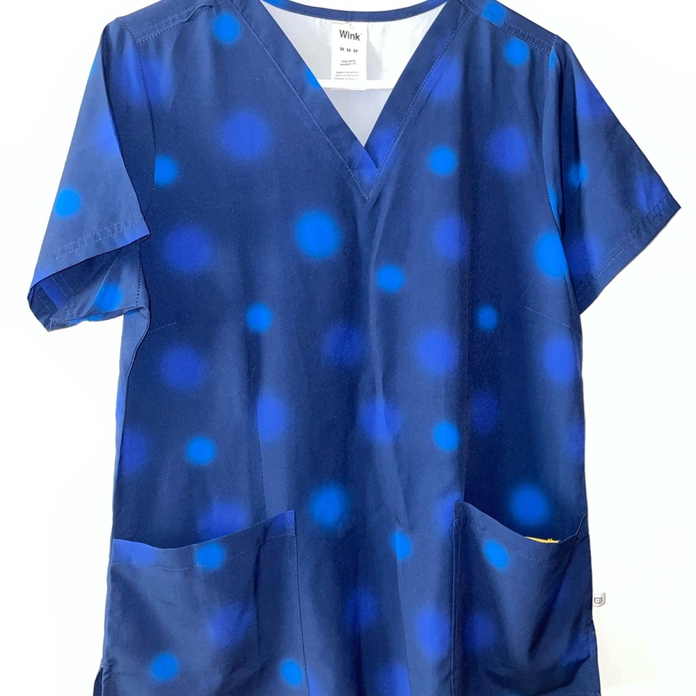 Wink Blue Polka Dot Scrub Top
